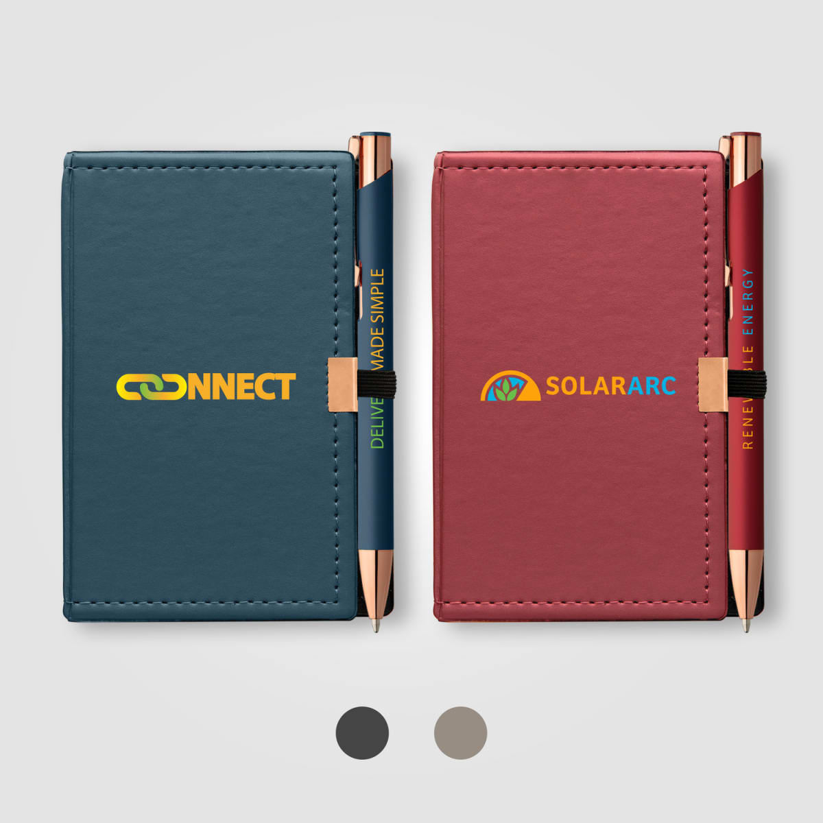 Branded Note Caddy Gift Set with Rose Gold Pen