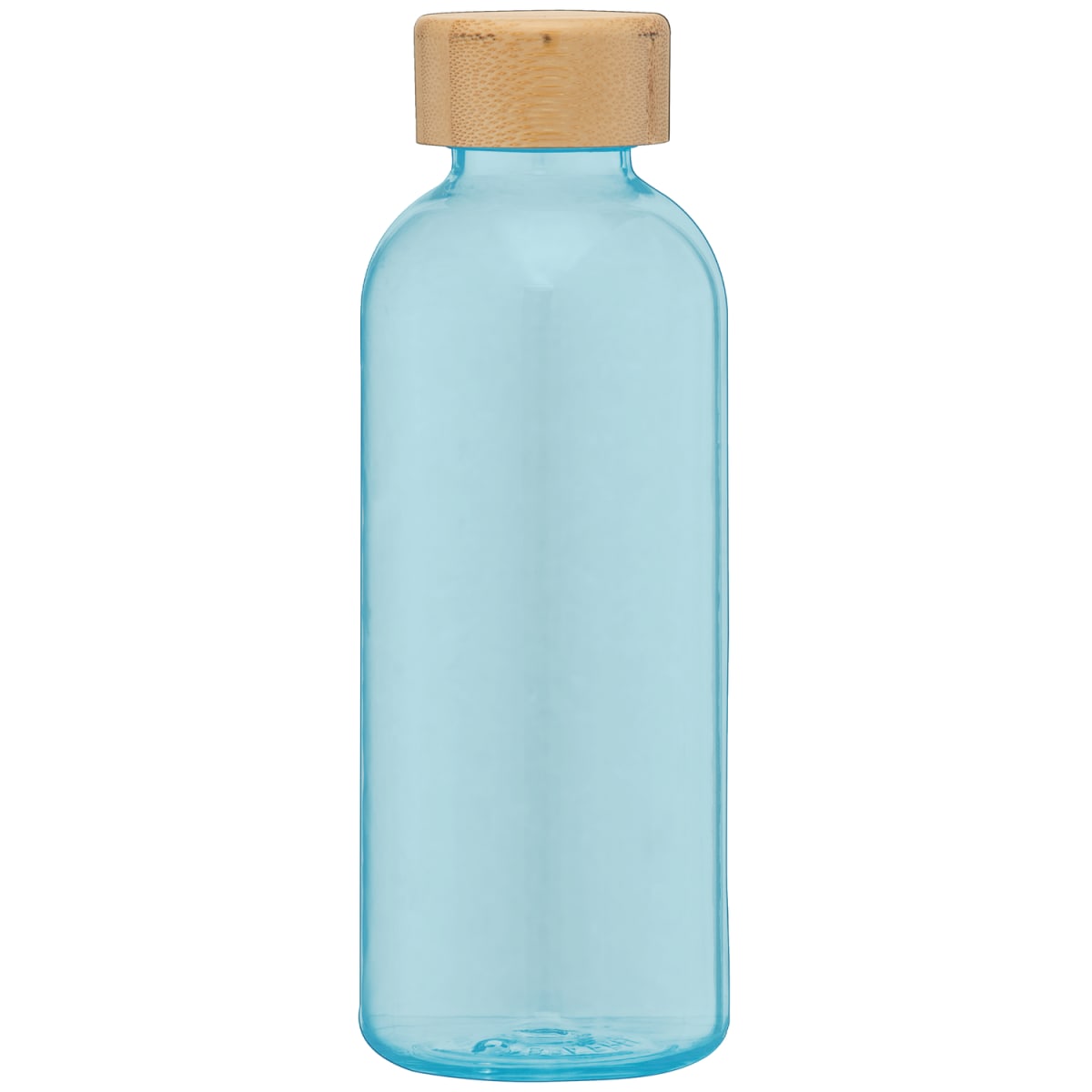 Branded 650ml Recycled PET Bottle with Bamboo Lid in Aqua Blue