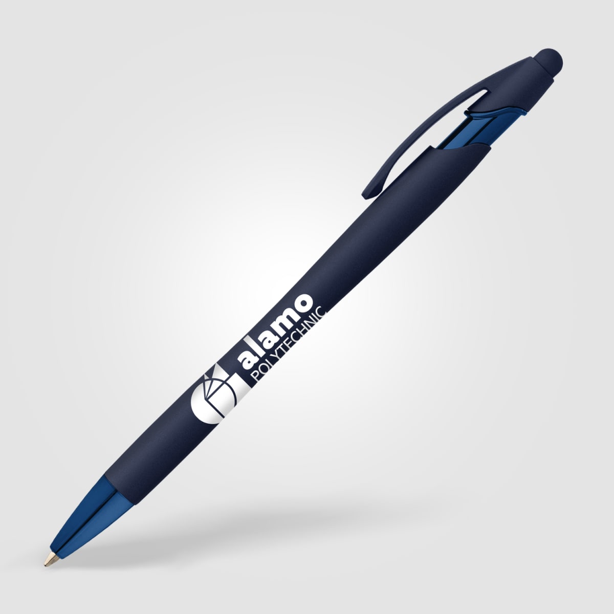 Branded Monochrome Soft-Touch Pen with Stylus