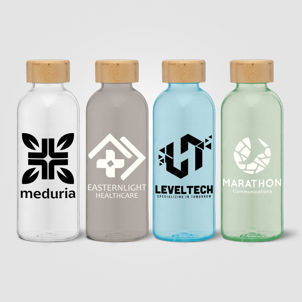 Branded 650ml Recycled PET Bottle with Bamboo Lid