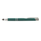 Branded Soft-Touch Metal Pen with Bottom Stylus in Dark Green