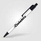 Branded Slimline Retractable Pen with Black and White Trim