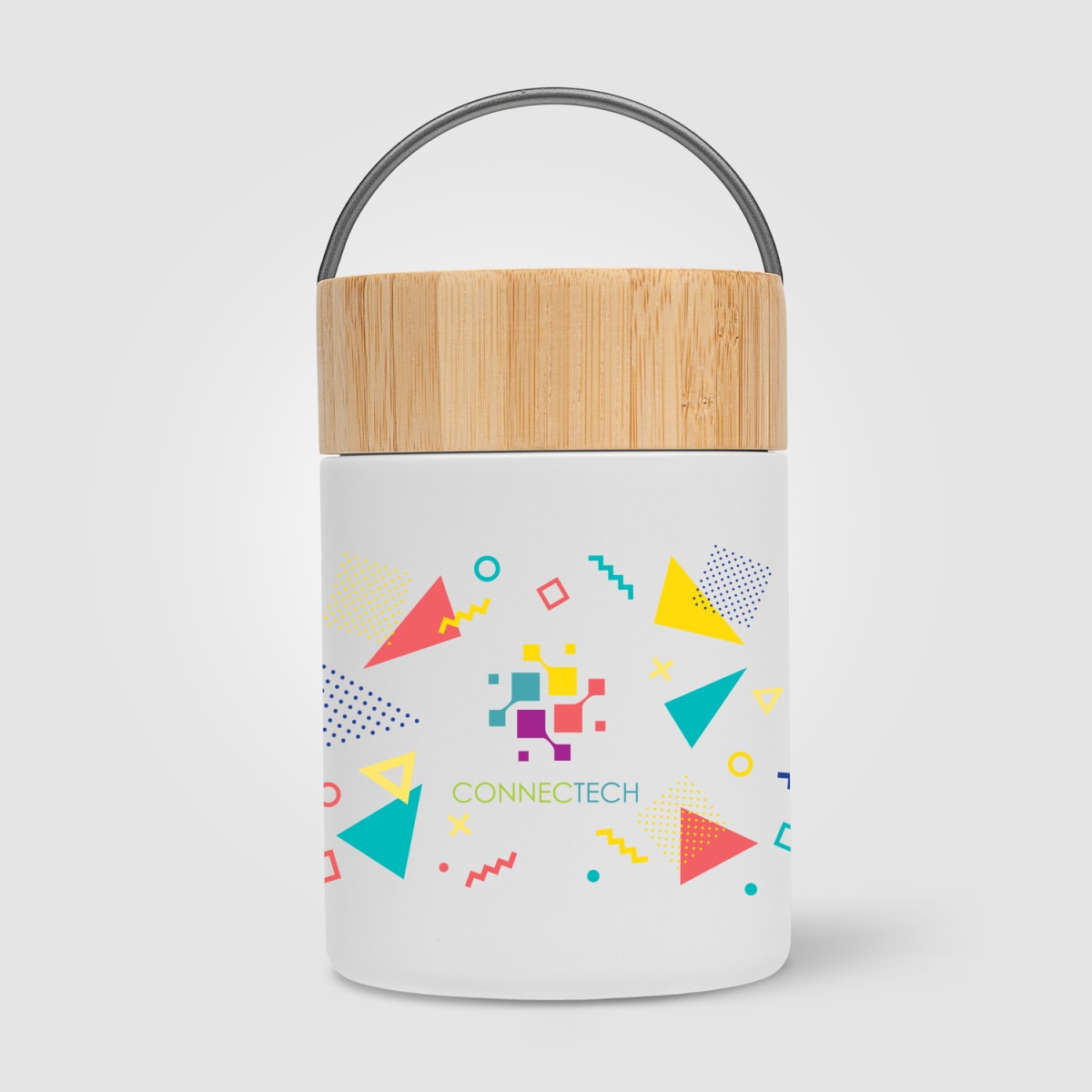 Branded 500 ml Recycled Steel Food Container with Bamboo Lid