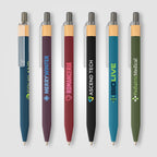 Branded Recycled Plastic Pen with Bamboo Accent