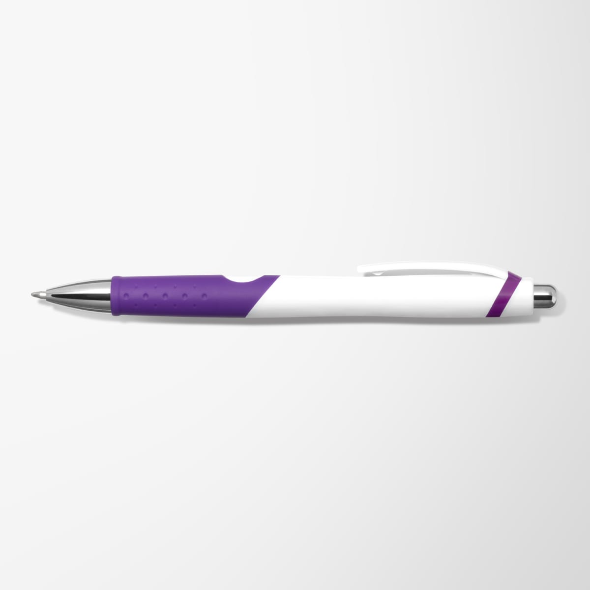 Branded Rubber Grip Retractable Pen with Chrome Nose