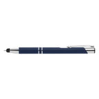 Branded Soft-Touch Metal Pen with Bottom Stylus in Blue