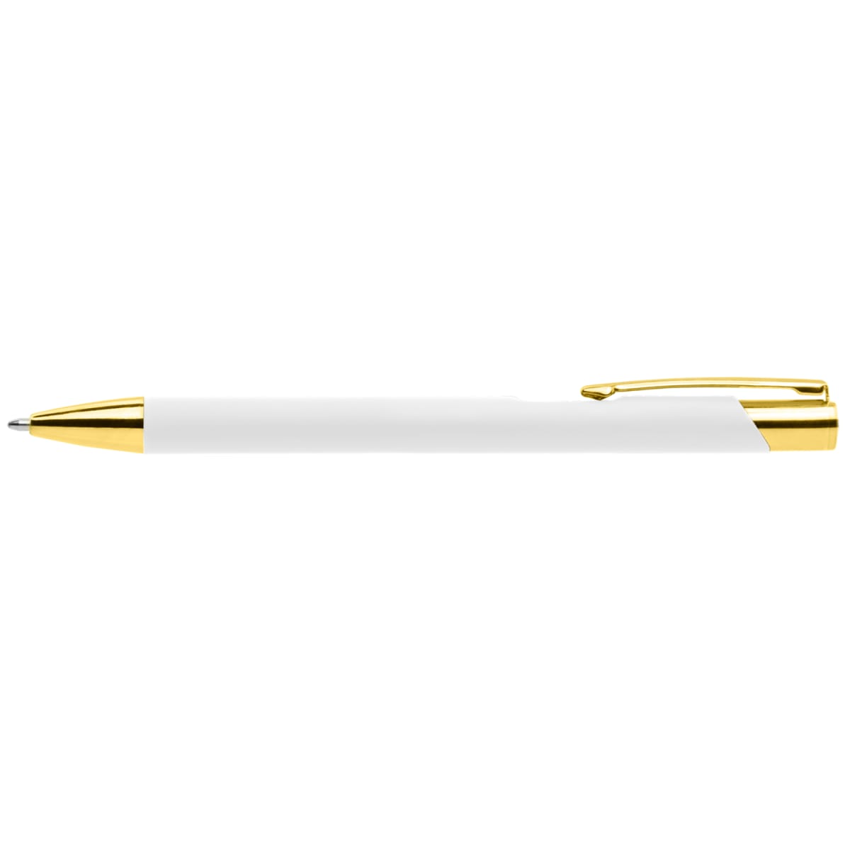 Branded Gold Trim Soft-Touch Aluminium Pen in White