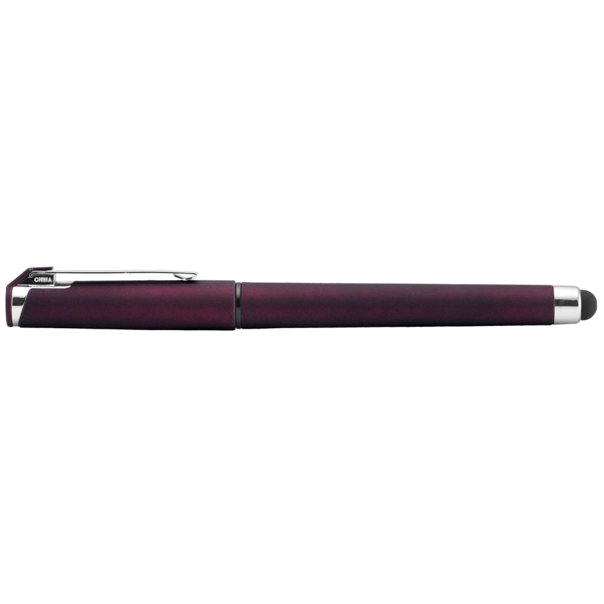 Branded Soft-Touch Gel Pen with Stylus in Burgundy