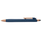 Branded Recycled Plastic Stylus Pen with Bronze Trim in Navy Blue