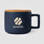 Branded Ceramic Mug with Bamboo Lid Coaster 355 ml