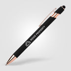 Branded Rose Gold Trim Metal Pen with Stylus