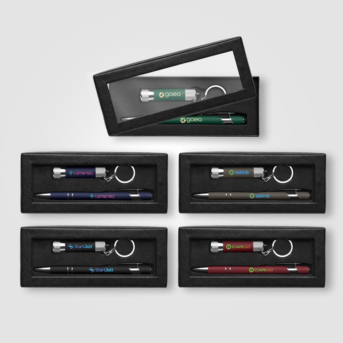 Branded Soft Touch Pen and Torch Gift Set with Window Box