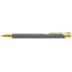 Branded Gold Trim Soft-Touch Aluminium Pen in Taupe