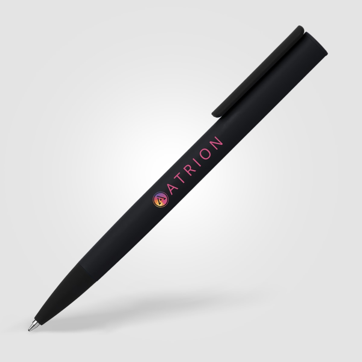 Branded Black Metal Ballpoint Pen with Mirror Engraving