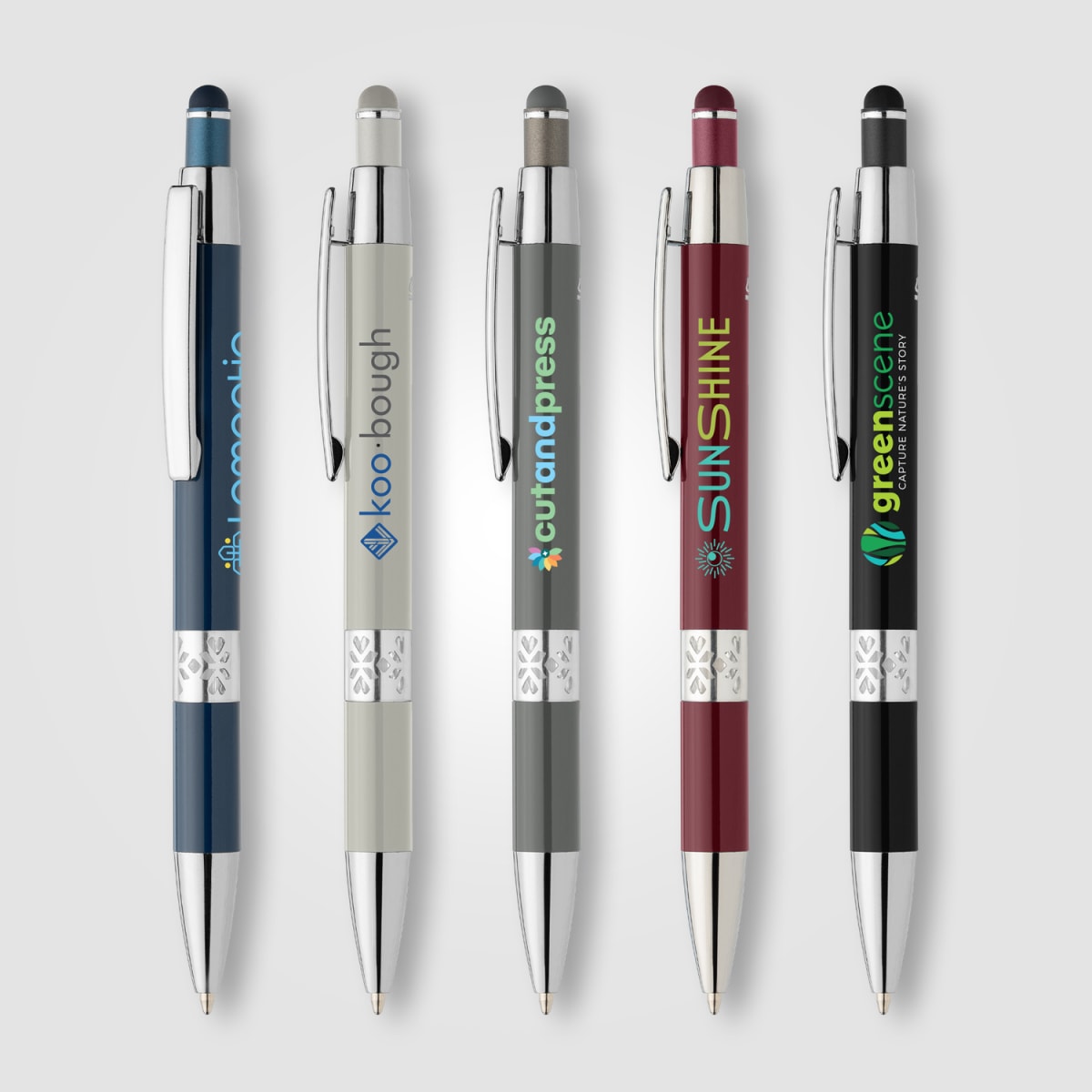 Branded Recycled Aluminium Chrome Trim Stylus Pen
