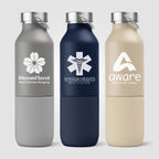 Branded 2-in-1 Recycled Steel Bottle with Tumbler - 590ml