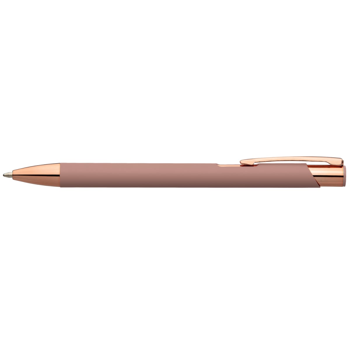 Branded Satin Finish Metal Pen with Rose Gold Accents in Rose Gold