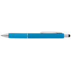 Branded Retractable Gel Pen with Stylus and Chrome Trim in Light Blue