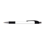 Branded Full Colour Printed Grip Pen with Chrome Trim in Black
