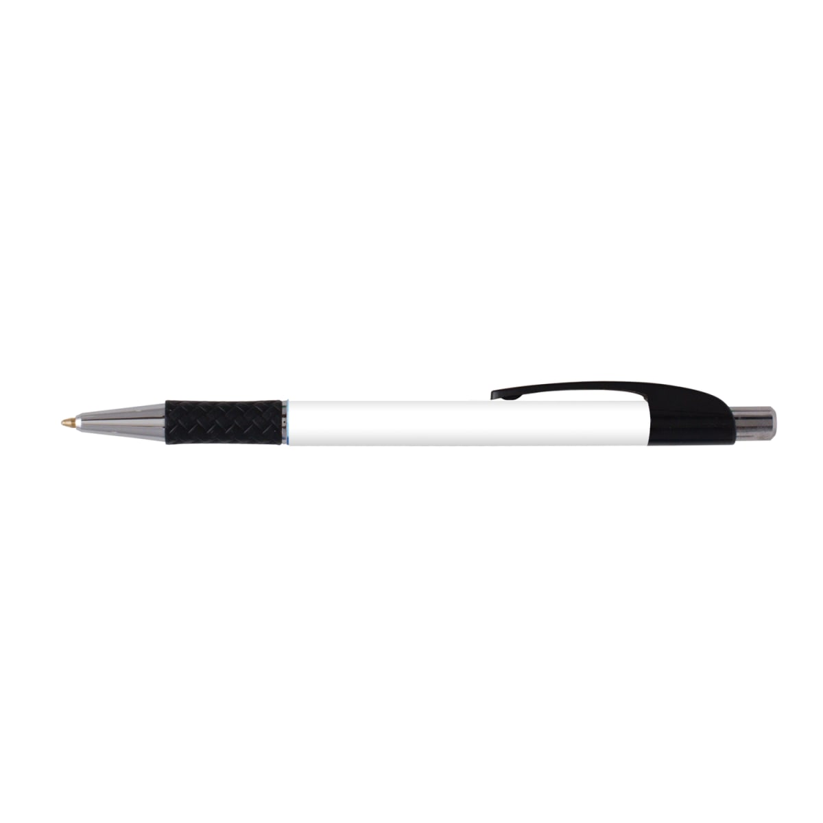 Branded Full Colour Printed Grip Pen with Chrome Trim in Black
