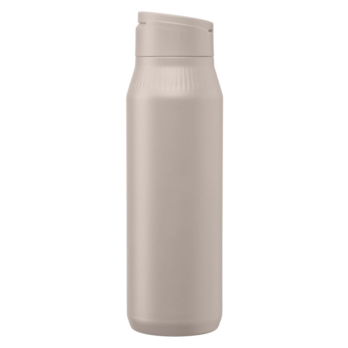Branded Recycled Steel Bottle with Phone Holder Lid 750ml in Dune