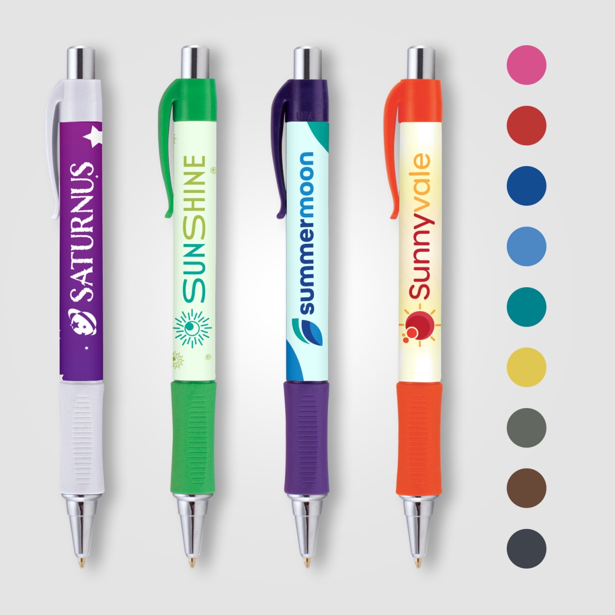 Branded Wide Body Retractable Pen with Chrome Accents
