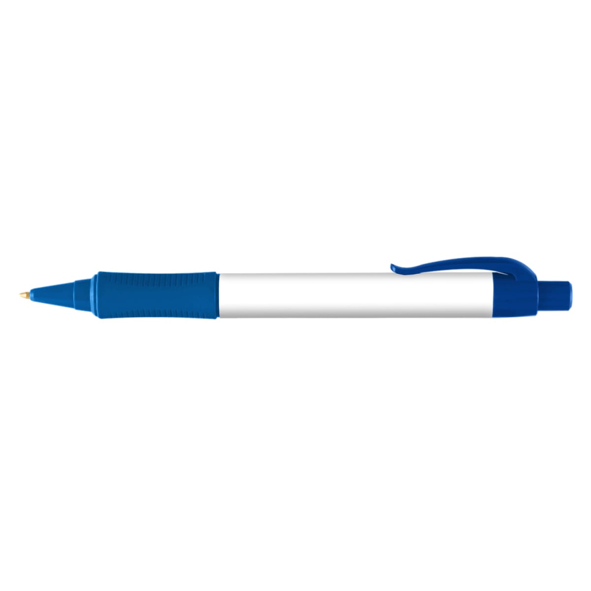 Branded Wide Body Retractable Pen with Rubber Grip in Navy Blue