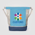Branded Recycled Mesh Drawstring Bag with Zip Compartment