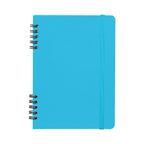 Branded A5 Spiral Notebook with Recycled Leather Cover in Light Blue