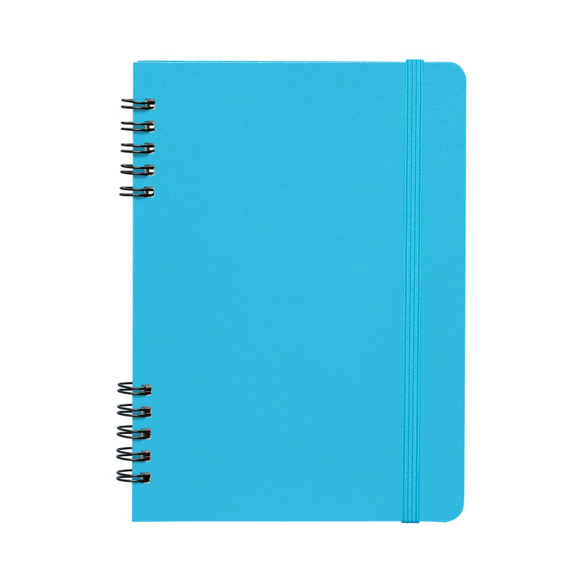Branded A5 Spiral Notebook with Recycled Leather Cover in Light Blue