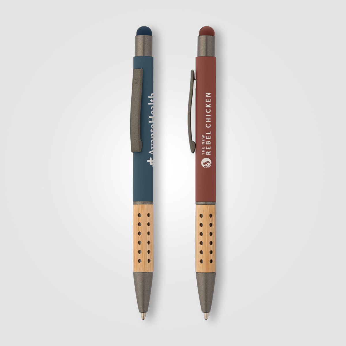 Branded Bamboo Grip Metal Pen with Stylus