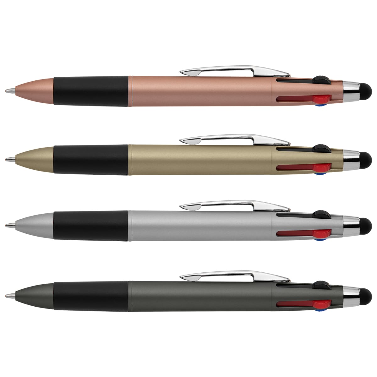Branded Four-Colour Multi-Ink Pen with Stylus