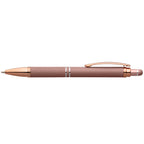 Branded Retractable Metal Stylus Pen with Rose Gold Trim