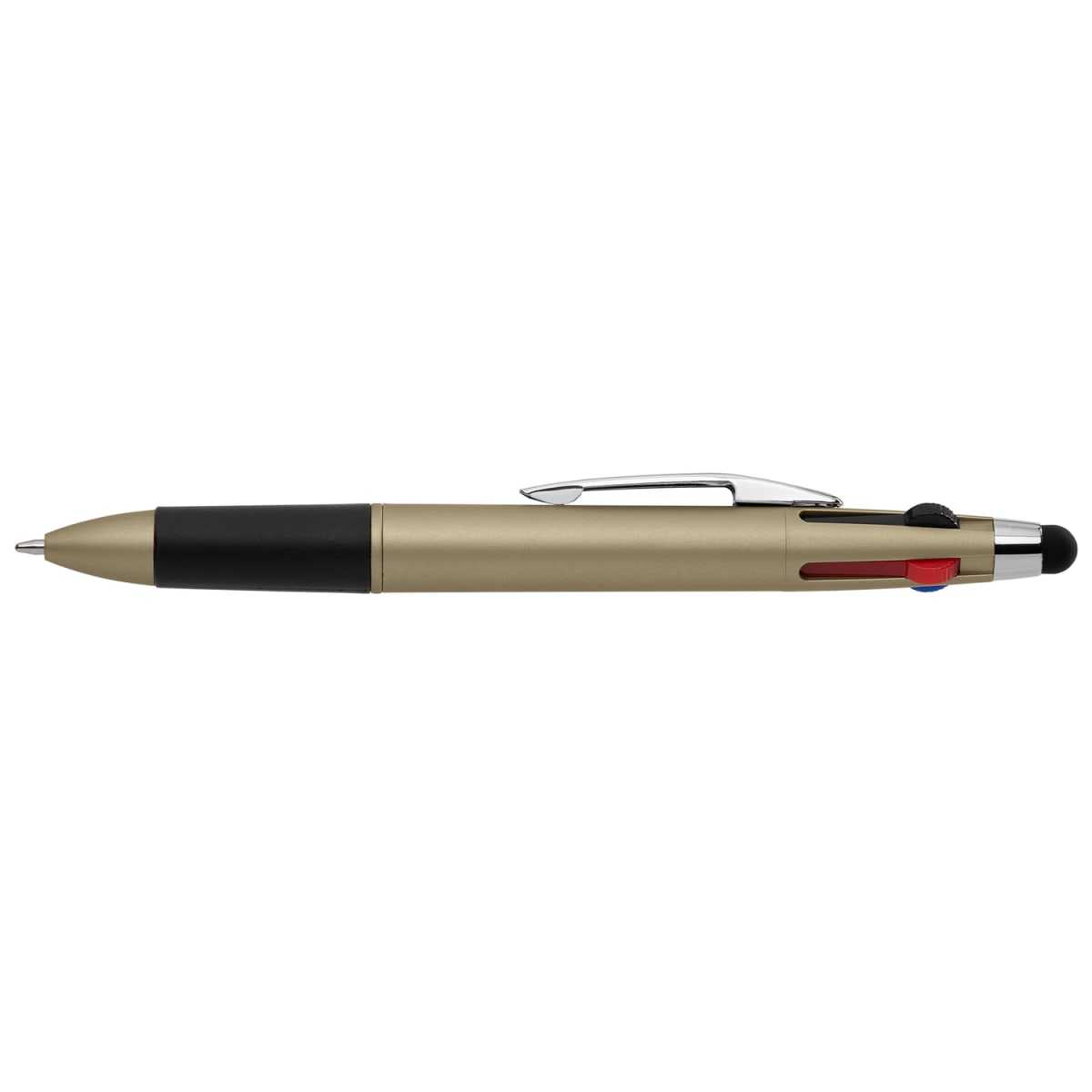 Branded Four-Colour Multi-Ink Pen with Stylus in Gold