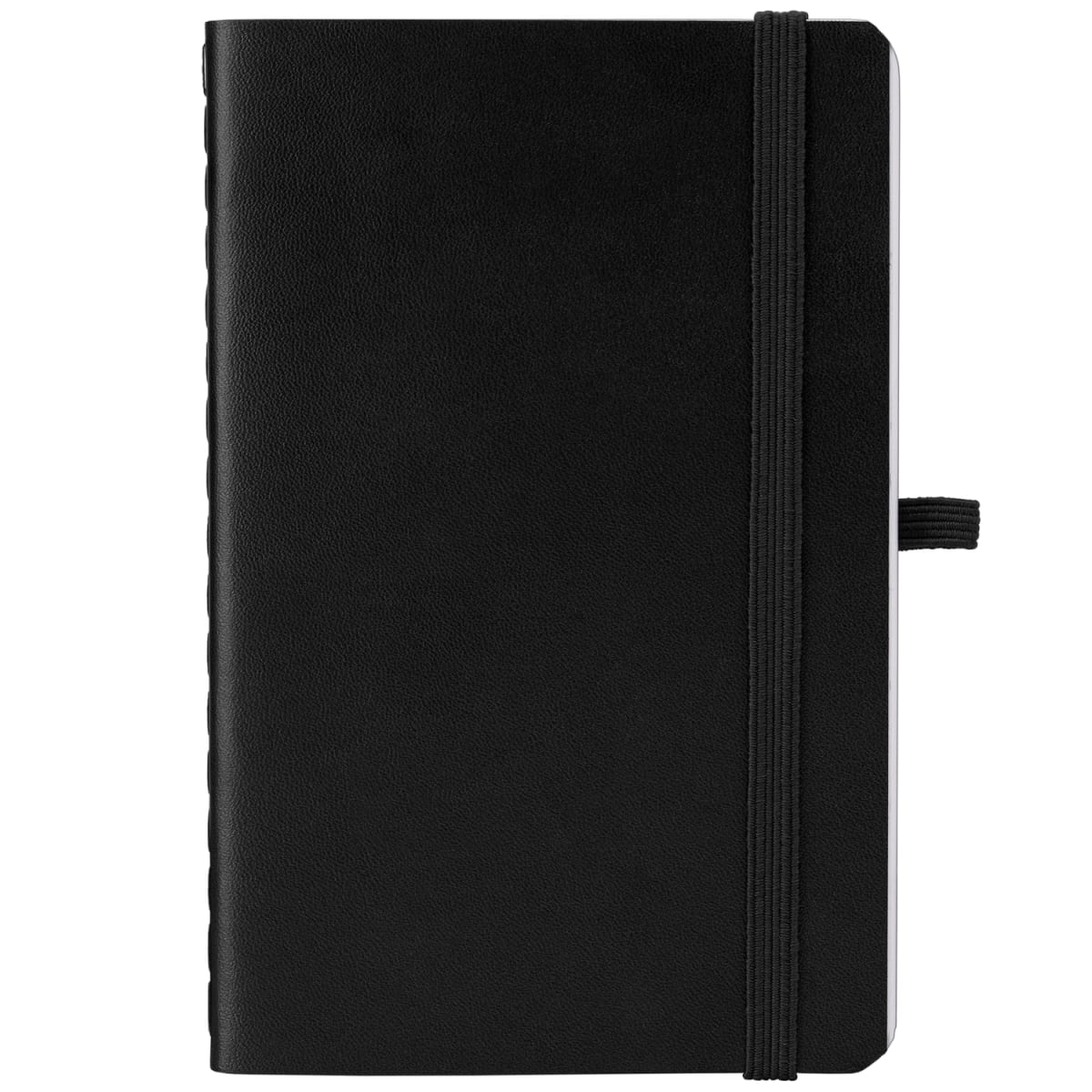 Branded A6 Recycled PU Soft Cover Notebook with Pen Loop in Black