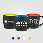 Branded Matte Black Ceramic Mug with Colour Interior 355ml