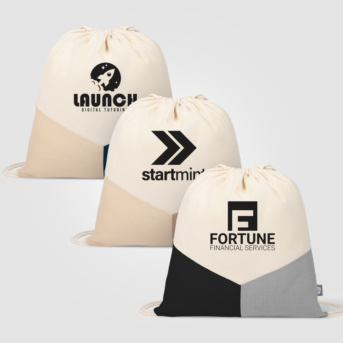 Branded Multicolour Recycled Cotton Blend Drawstring Bag