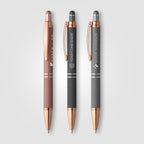 Branded Retractable Metal Stylus Pen with Rose Gold Trim
