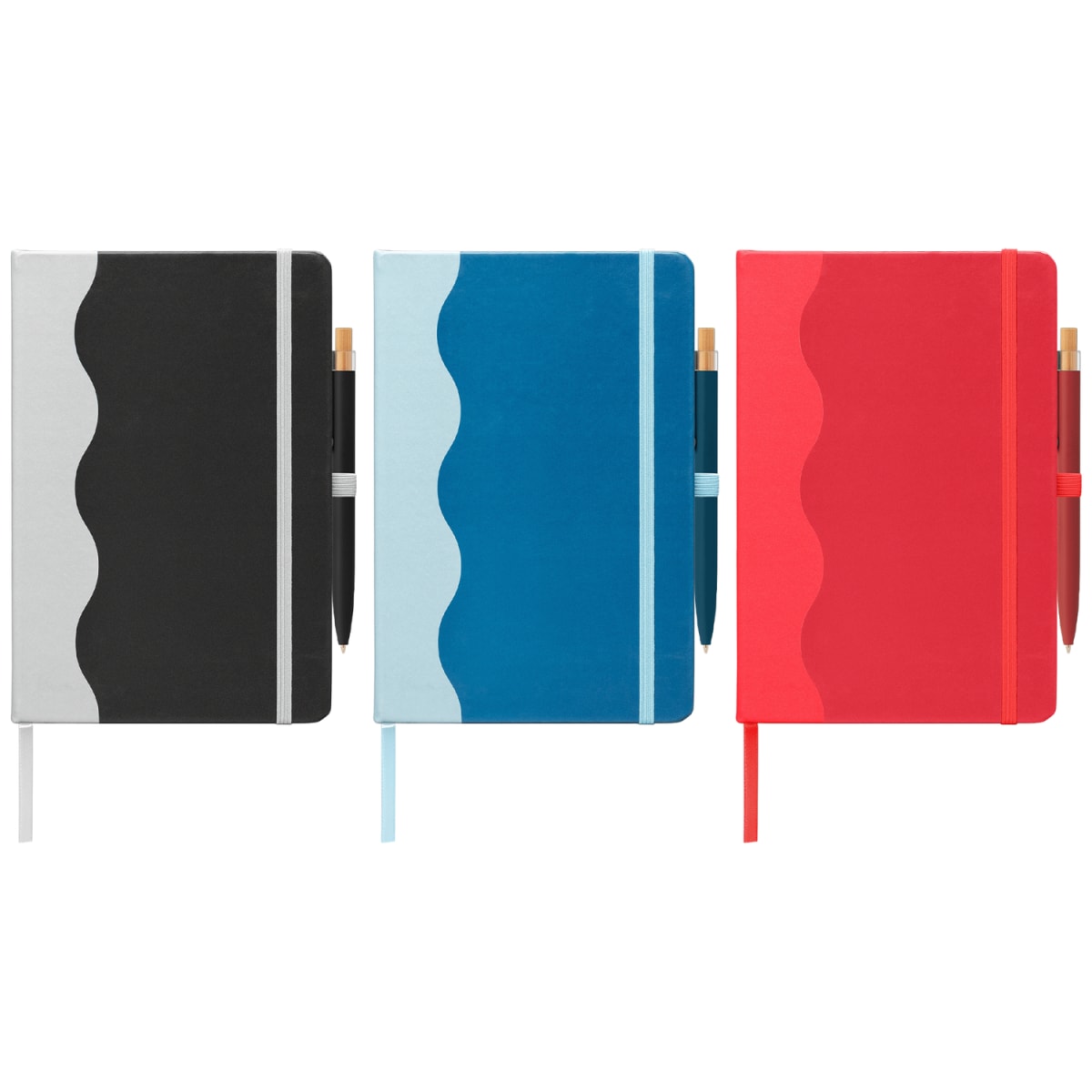Branded Recycled Wave Pattern Journal and Pen Set