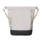 Branded Recycled Mesh Drawstring Bag with Zip Compartment in Gray