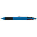 Branded Four Colour Ink Pen with Stylus in Light Blue