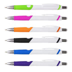 Branded Rubber Grip Retractable Pen with Chrome Nose