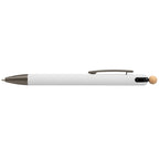 Branded Recycled Aluminium Fidget Pen with Bamboo Ball in White