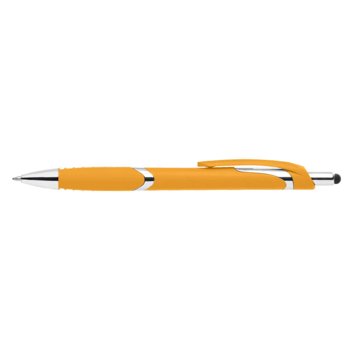 Branded Soft-Touch Click Pen with Stylus in Yellow