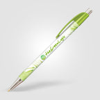 Branded Slim Chrome Trim Pen with Metallic Clip in Lime Green