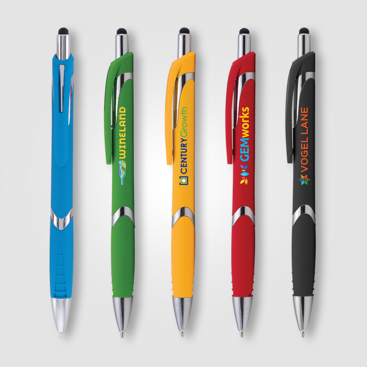 Branded Soft-Touch Click Pen with Stylus