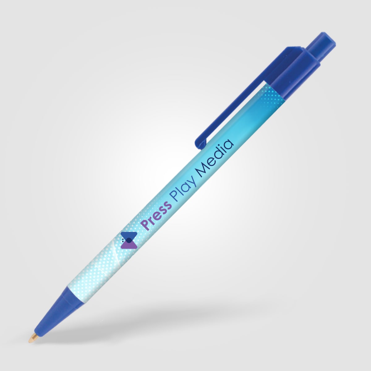 Branded Slimline Retractable Ballpoint Pen in Navy Blue