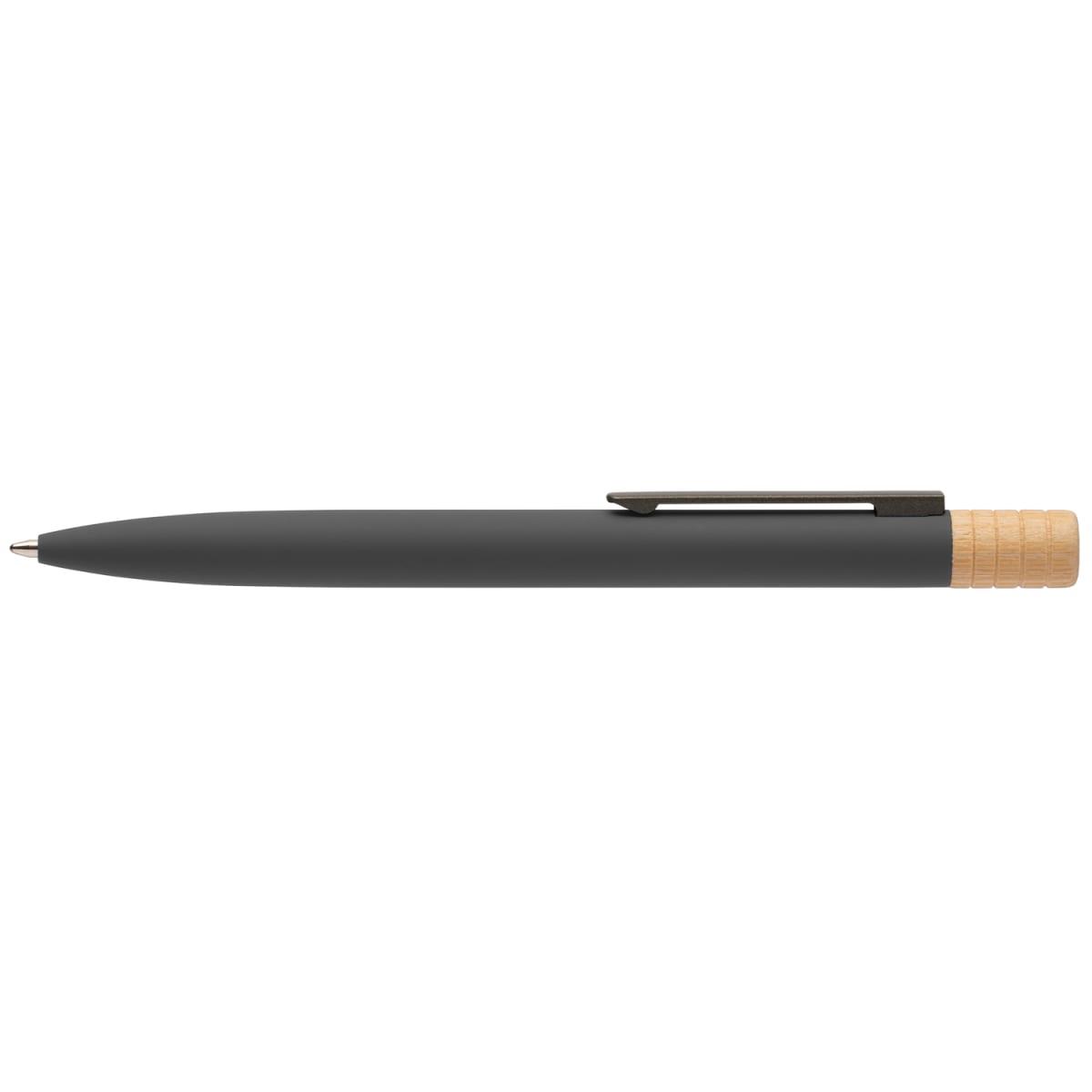 Branded Recycled Aluminium Twist Pen with Bamboo Top in Gunmetal
