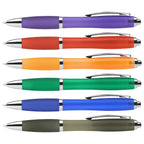 Branded Jewel Tone Ballpoint Pen with Coloured Grip