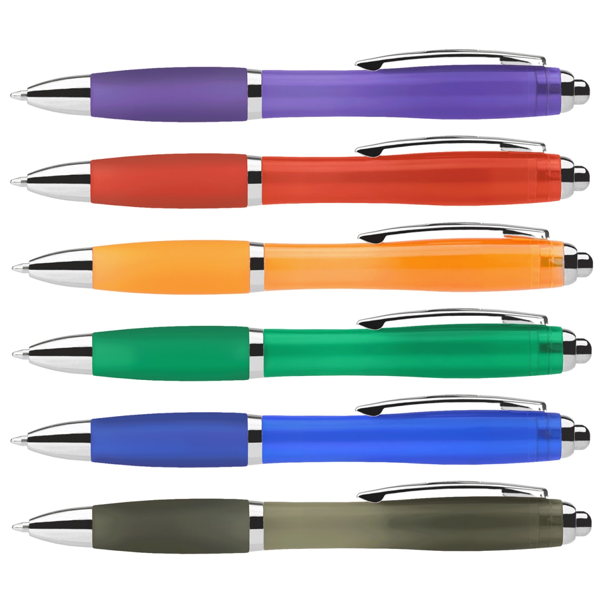 Branded Jewel Tone Ballpoint Pen with Coloured Grip